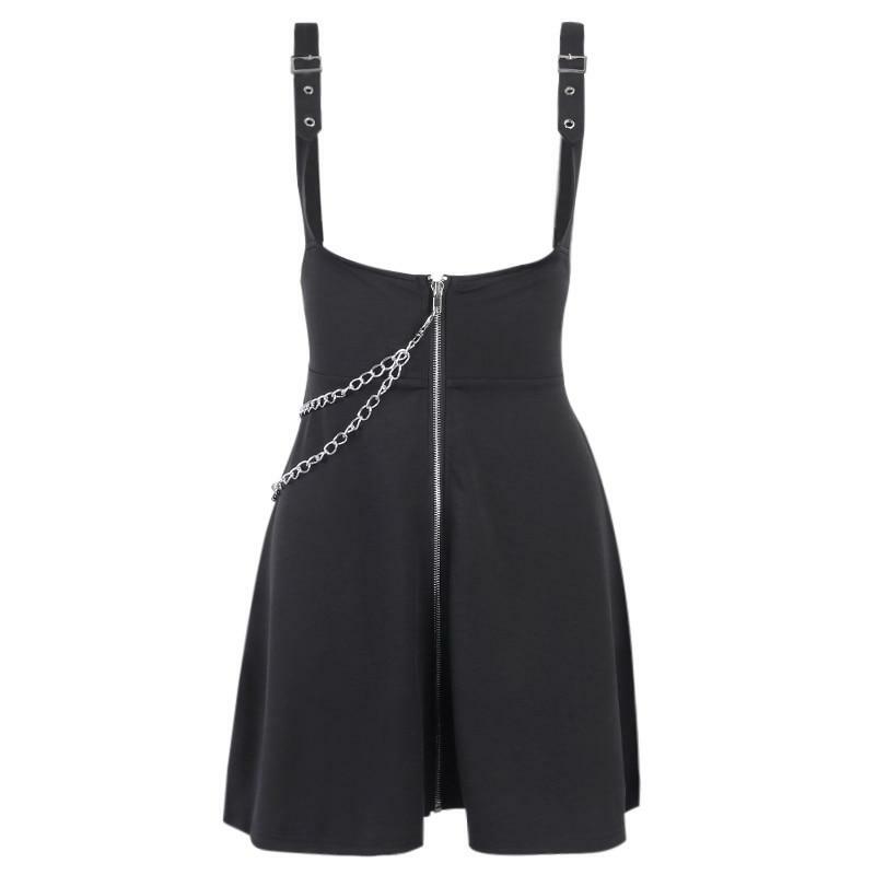 Y2K Black Strap Skirt - 90s Grunge, Retro, Gothic, Summer Y2K Outfits, Y2K Party Fashion
