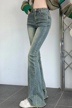 Y2K Blue Flare Jeans - Retro 90s Grunge, Summer Y2K Outfits, Popstar & Party Fashion