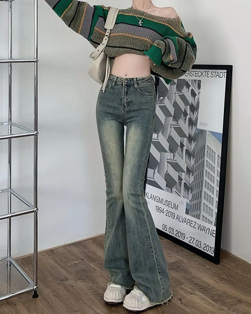 Y2K Blue Flare Jeans - Retro 90s Grunge, Summer Y2K Outfits, Popstar & Party Fashion