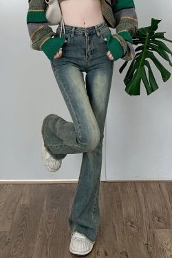 Y2K Blue Flare Jeans - Retro 90s Grunge, Summer Y2K Outfits, Popstar & Party Fashion