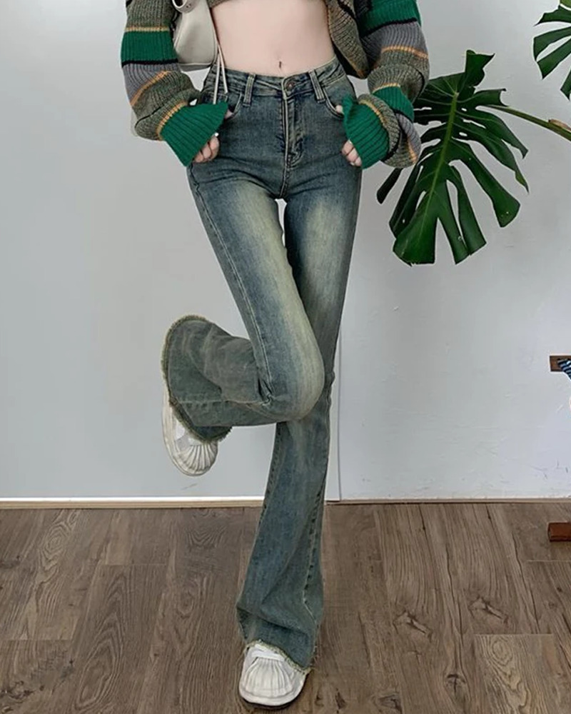 Y2K Blue Flare Jeans - Retro 90s Grunge, Summer Y2K Outfits, Popstar & Party Fashion