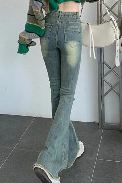 Y2K Blue Flare Jeans - Retro 90s Grunge, Summer Y2K Outfits, Popstar & Party Fashion