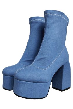 Y2K Bratz Style Low Boots Denim - Retro 90s Grunge, Summer Y2K Outfits, Popstar Vibes