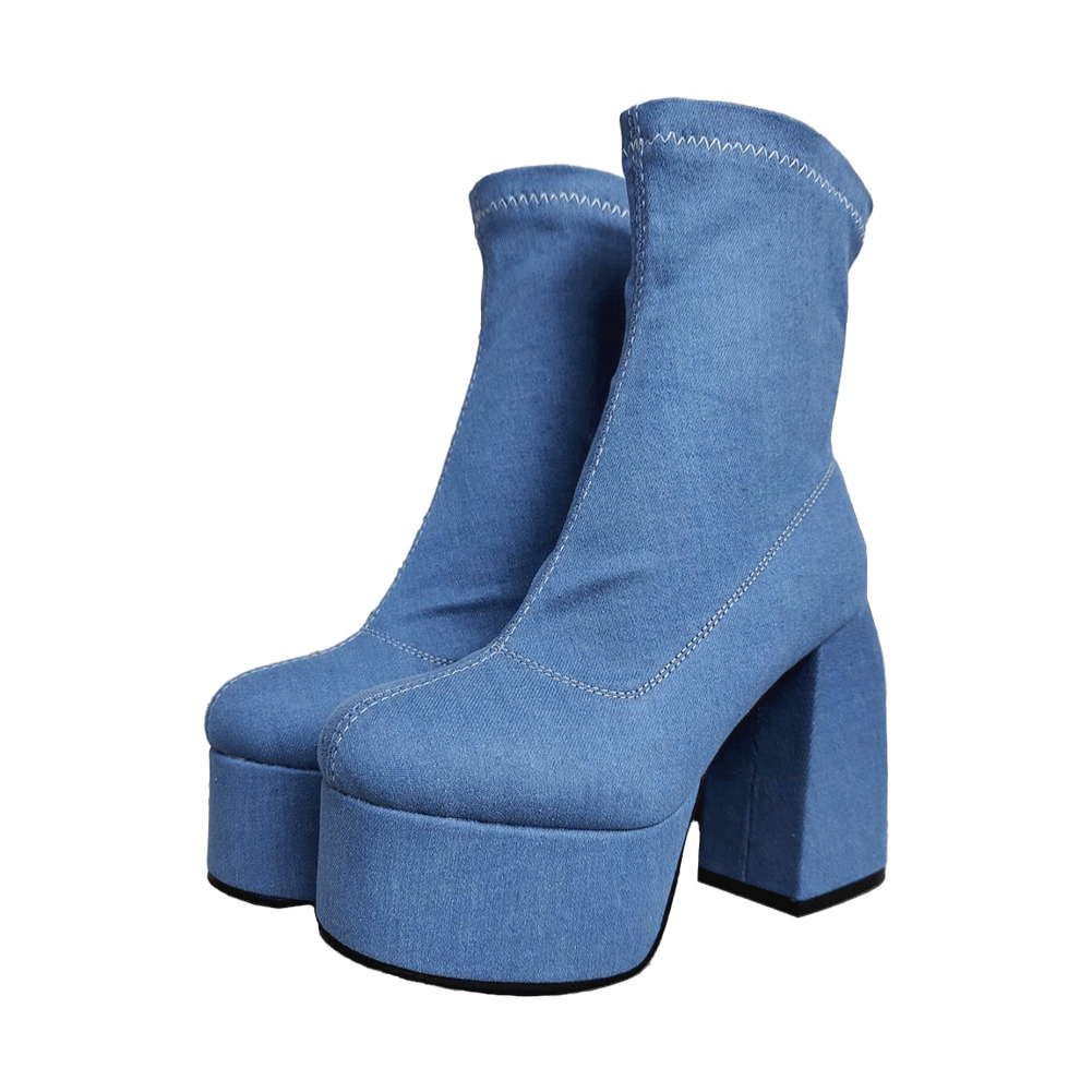 Y2K Bratz Style Low Boots Denim - Retro 90s Grunge, Summer Y2K Outfits, Popstar Vibes