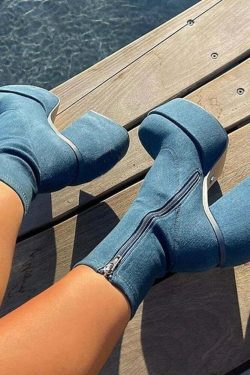 Y2K Bratz Style Low Boots Denim - Retro 90s Grunge, Summer Y2K Outfits, Popstar Vibes