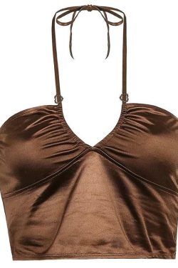 Y2K Brownie Crisscross Top - 90s Grunge, Retro Summer, Y2K Party, Club, and Popstar Out