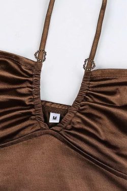 Y2K Brownie Crisscross Top - 90s Grunge, Retro Summer, Y2K Party, Club, and Popstar Out