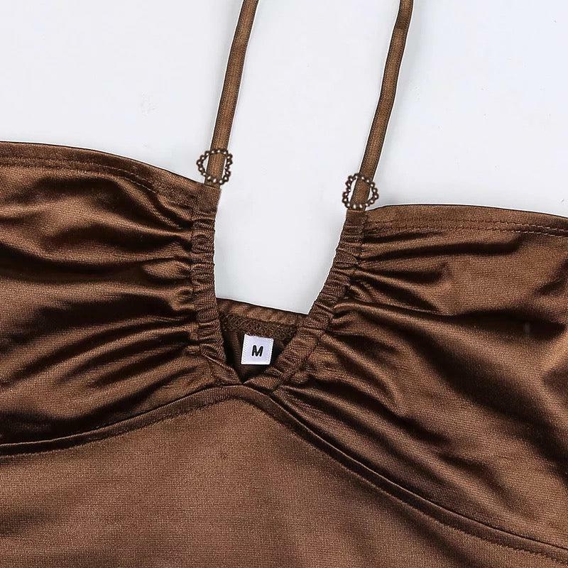 Y2K Brownie Crisscross Top - 90s Grunge, Retro Summer, Y2K Party, Club, and Popstar Out