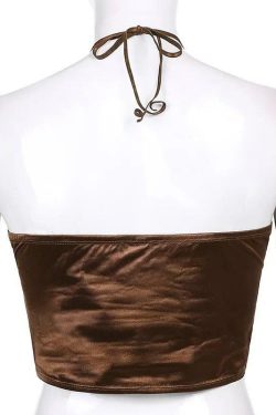 Y2K Brownie Crisscross Top - 90s Grunge, Retro Summer, Y2K Party, Club, and Popstar Out