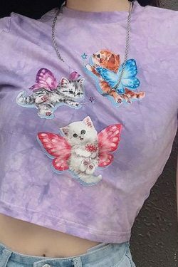 Y2K Butterfly Crop Top Tank - 90s Grunge, Retro Summer, Pastel Goth, Y2K Party Outfit