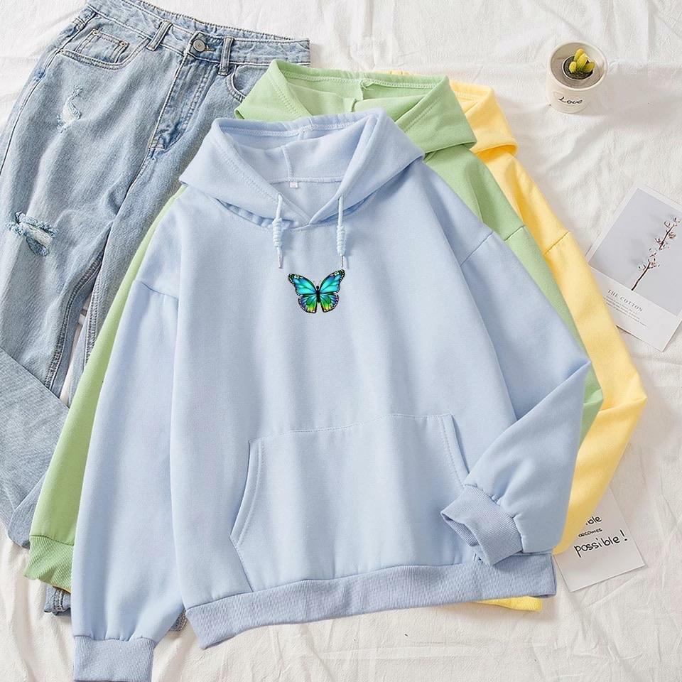 Y2K Butterfly Flutter Pastel Hoodie - Retro 90s Grunge, Summer Y2K Outfits, Popstar Vibes
