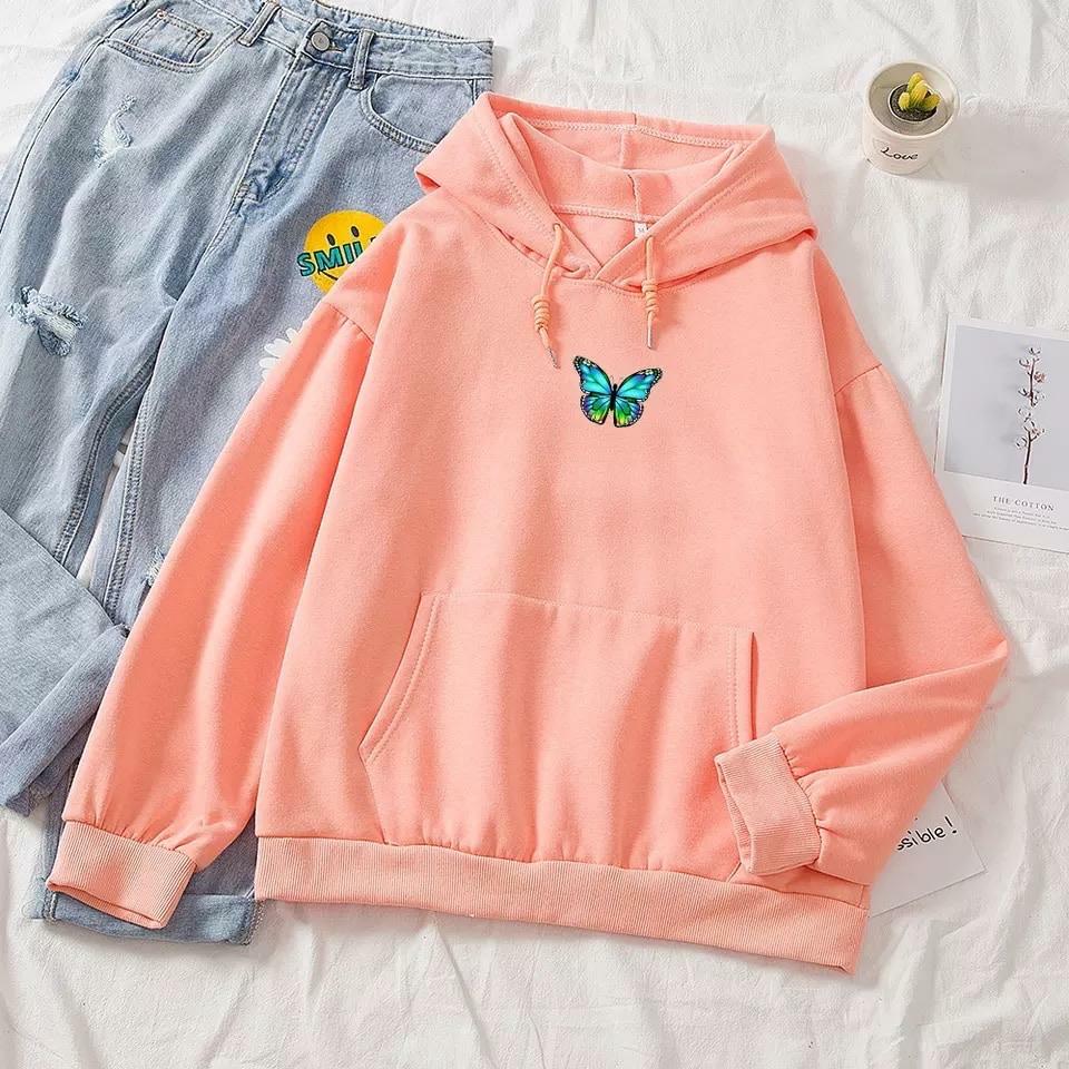 Y2K Butterfly Flutter Pastel Hoodie - Retro 90s Grunge, Summer Y2K Outfits, Popstar Vibes