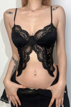 Y2K Butterfly Lace Top - Retro 90s Grunge, Summer Y2K Outfits, Pastel Goth Fashion