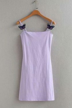 Y2K Butterfly Mini Dress - 90s Grunge, Retro Summer Outfit, Pastel Goth, Y2K Party Look