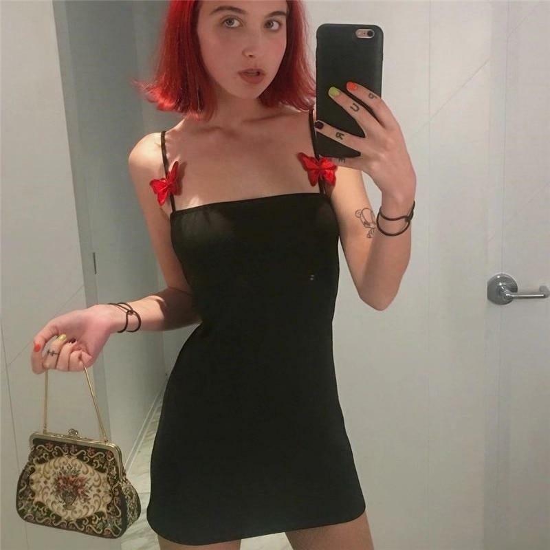 Y2K Butterfly Mini Dress - 90s Grunge, Retro Summer Outfit, Pastel Goth, Y2K Party Look
