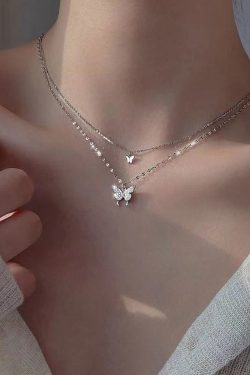 Y2K Butterfly Pendant Necklace - Retro 90s Grunge, Pastel Goth, and Summer Y2K Fashion Accessory