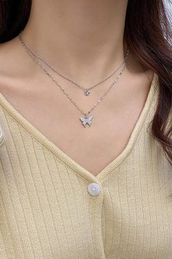 Y2K Butterfly Pendant Necklace - Retro 90s Grunge, Pastel Goth, and Summer Y2K Fashion Accessory