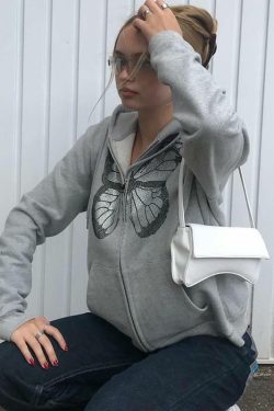 Y2K Butterfly Print Hoodie - 90s Grunge, Retro Summer, Pastel Goth, Y2K Fashion