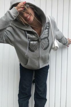 Y2K Butterfly Print Hoodie - 90s Grunge, Retro Summer, Pastel Goth, Y2K Fashion