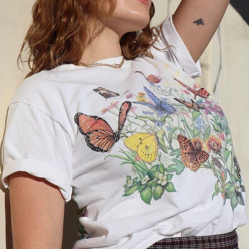 Y2K Butterfly Print Shirt - Retro 90s Grunge, Summer Outfits, Y2K Fashion, Pastel Goth Style