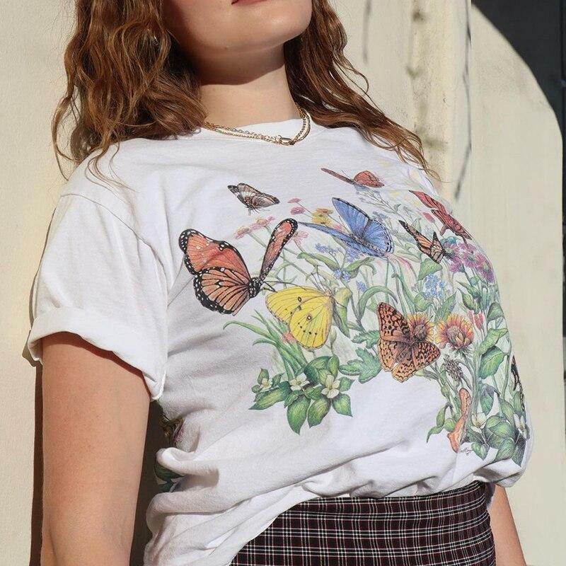 Y2K Butterfly Print Shirt - Retro 90s Grunge, Summer Outfits, Y2K Fashion, Pastel Goth Style