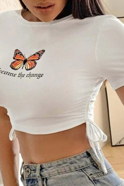 Y2K Butterfly Tank Top - White | 90s Grunge, Retro Summer, Y2K Club & Party Outfits