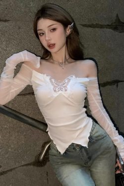 Y2K Butterfly Top - Retro 90s Grunge, Summer Y2K Outfits, Pastel Goth, Y2K Party Fashion