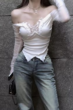 Y2K Butterfly Top - Retro 90s Grunge, Summer Y2K Outfits, Pastel Goth, Y2K Party Fashion