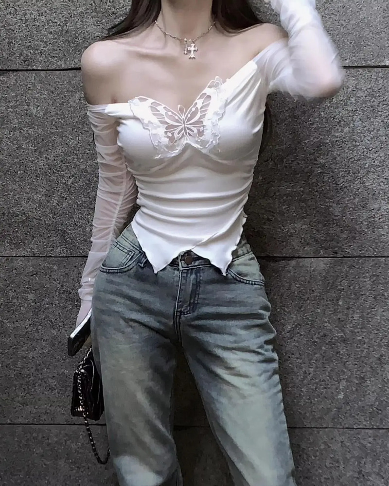 Y2K Butterfly Top - Retro 90s Grunge, Summer Y2K Outfits, Pastel Goth, Y2K Party Fashion