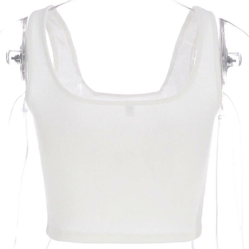 Y2K Butterfly White Crop Top - 90s Grunge, Retro Summer, Pastel Goth, Y2K Party & Club Outfits
