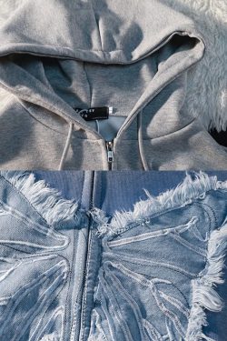 Y2K Butterfly Zip Up Hoodie - 90s Grunge, Retro Summer, Pastel Goth, Y2K Club & Party Outfits