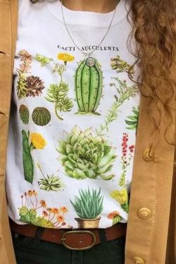 Y2K Cactus Types T-Shirt ?? | Retro 90s Grunge, Summer Y2K Outfits, Pastel Goth, Y