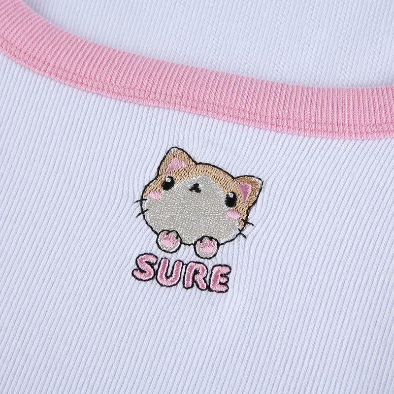Y2K Cat Crop Top - Retro 90s Grunge, Summer Y2K Outfits, Pastel Goth, Y2K Party Fashion