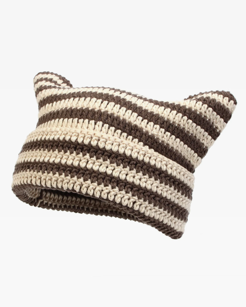 Y2K Cat Ear Beanie - Retro 90s Grunge, Pastel Goth, and Summer Y2K Fashion Accessory