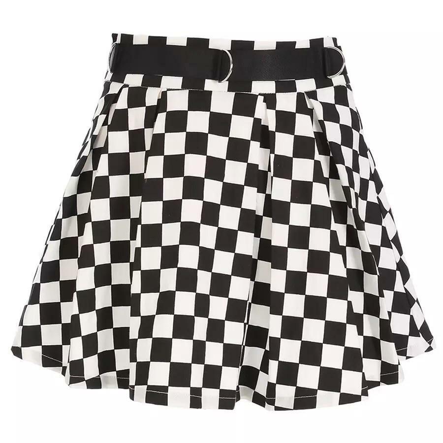 Y2K Checkered Flow Skirt - 90s Grunge, Retro Summer Outfit, Y2K Fashion, Pastel Goth Style