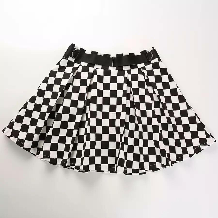 Y2K Checkered Flow Skirt - 90s Grunge, Retro Summer Outfit, Y2K Fashion, Pastel Goth Style