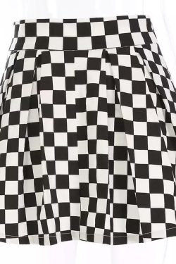 Y2K Checkered Flow Skirt - 90s Grunge, Retro Summer Outfit, Y2K Fashion, Pastel Goth Style