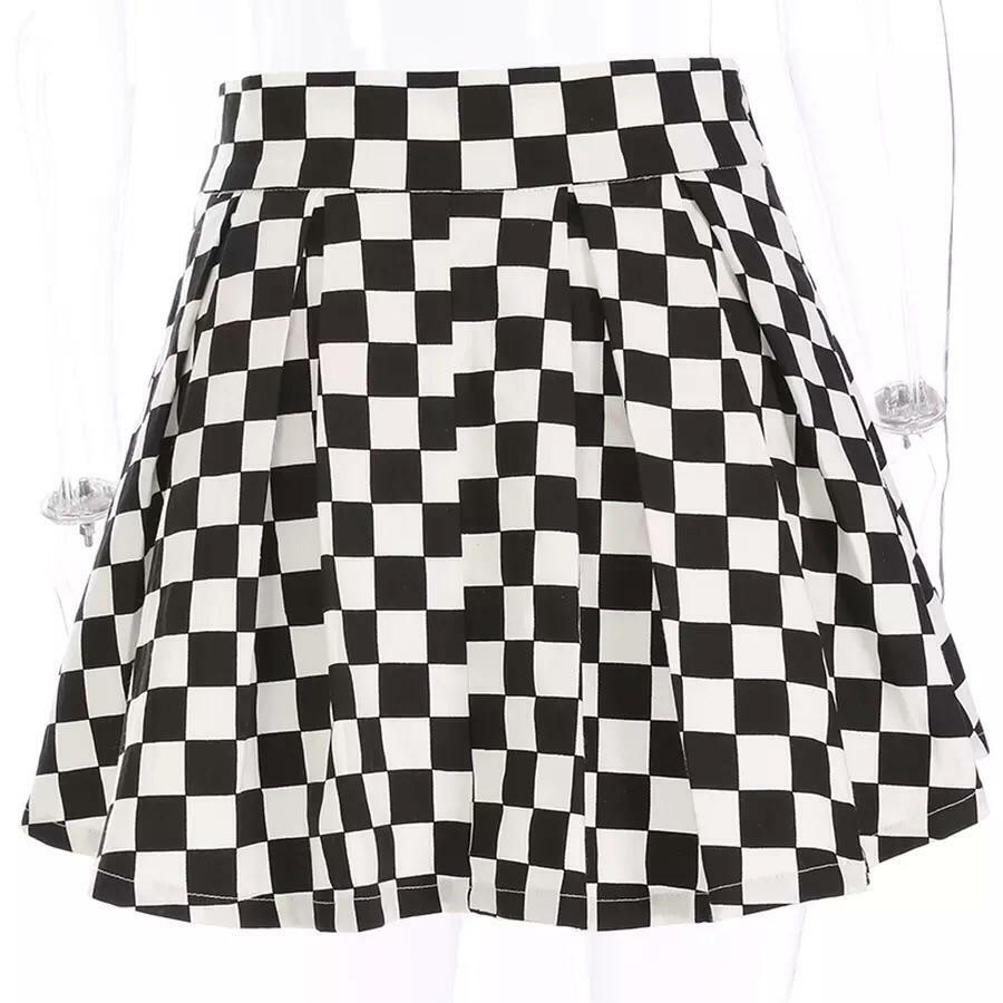 Y2K Checkered Flow Skirt - 90s Grunge, Retro Summer Outfit, Y2K Fashion, Pastel Goth Style