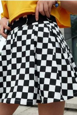 Y2K Checkered Flow Skirt - 90s Grunge, Retro Summer Outfit, Y2K Fashion, Pastel Goth Style