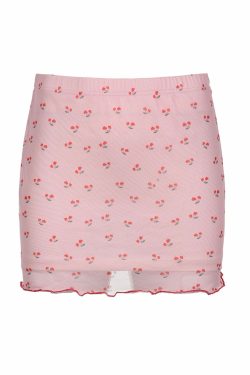 Y2K Cherry Print Mini Skirt - Retro 90s Grunge Summer Outfit, Y2K Fashion for Women