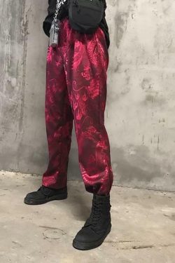 Y2K Chinese Dragon Style Pants - Retro 90s Grunge, Summer Outfits, Y2K Fashion Essentials