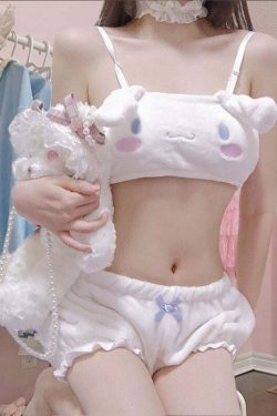 Y2K Cinnamoroll Lingerie Set - Retro 90s Grunge, Pastel Goth, Summer Y2K Outfits for