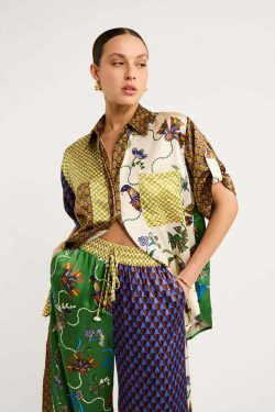 Y2K Color-Blocked Vacation Casual Two-Piece Set - Grunge, 90s, Summer, Party Outfits