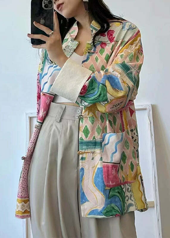 Y2K Colorblock Patchwork Cotton Top - Retro 90s Grunge, Summer Outfits, and Party Fashion