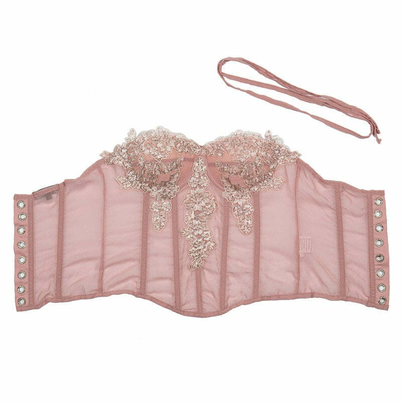 Y2K Coquette Fairycore Pink Corset Bustier Top - 90s Grunge, Retro Summer, Pastel Goth Style