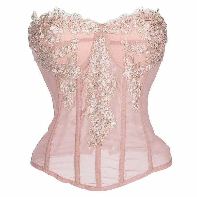 Y2K Coquette Fairycore Pink Corset Bustier Top - 90s Grunge, Retro Summer, Pastel Goth Style