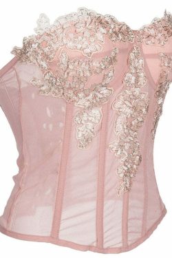 Y2K Coquette Fairycore Pink Corset Bustier Top - 90s Grunge, Retro Summer, Pastel Goth Style