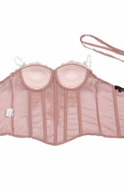 Y2K Coquette Fairycore Pink Corset Bustier Top - 90s Grunge, Retro Summer, Pastel Goth Style