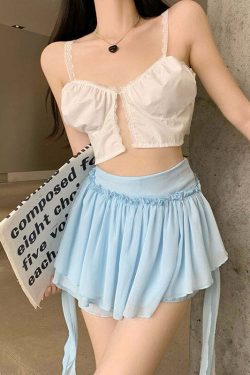 Y2K Coquette Fairycore Ruffle Mini Skirt - 90s Grunge, Retro Summer, Pastel Goth Outfit