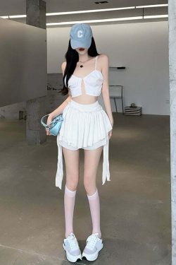 Y2K Coquette Fairycore Ruffle Mini Skirt - 90s Grunge, Retro Summer, Pastel Goth Outfit
